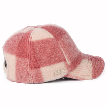 Seeberger Hats Checked Wool Blend Winter Baseball Cap - Pink-Off White