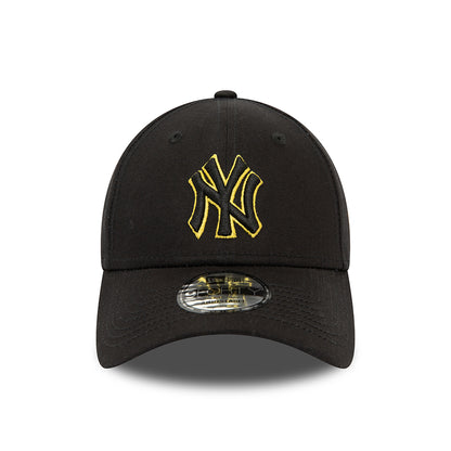 New Era 9FORTY New York Yankees Baseball Cap - MLB Team Outline - Black-Yellow