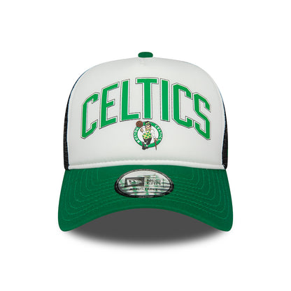 New Era Boston Celtics A-Frame Trucker Cap - NBA Retro - White-Green-Black