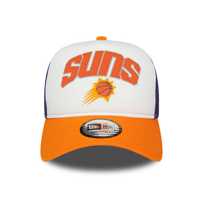 New Era Phoenix Suns A-Frame Trucker Cap - NBA Retro - White-Orange-Purple