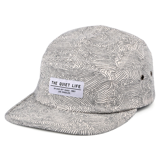 The Quiet Life Hats Waves Cotton 5 Panel Cap - White-Black