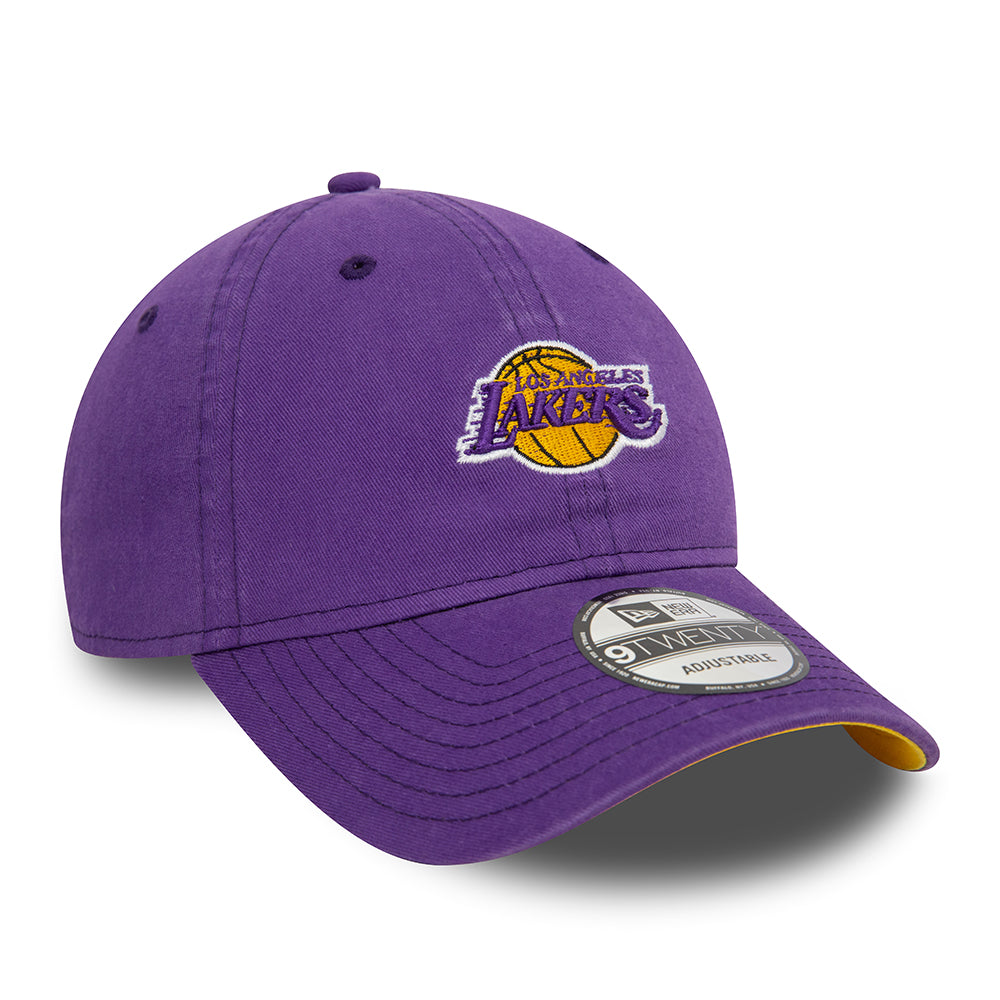 New Era 9TWENTY L.A. Lakers Baseball Cap - NBA Contrast Underbrim - Washed Purple-Yellow