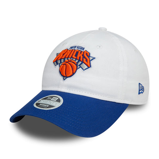 New Era Womens 9TWENTY New York Knicks Baseball Cap - NBA White Crown - White-Royal Blue