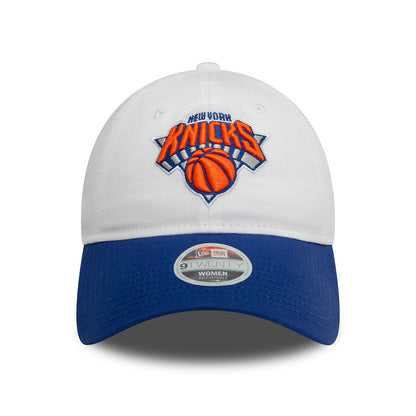 New Era Womens 9TWENTY New York Knicks Baseball Cap - NBA White Crown - White-Royal Blue