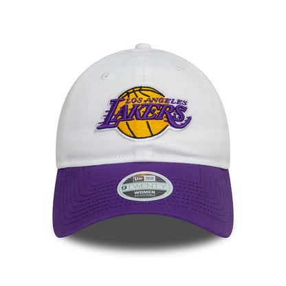 New Era Womens 9TWENTY L.A. Lakers Baseball Cap - NBA White Crown - White-Purple