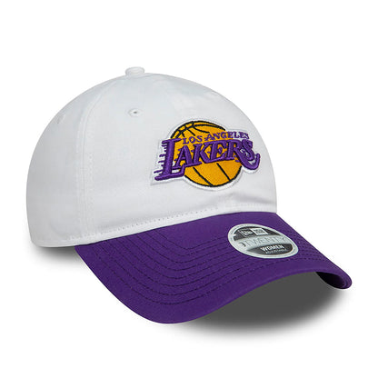 New Era Womens 9TWENTY L.A. Lakers Baseball Cap - NBA White Crown - White-Purple