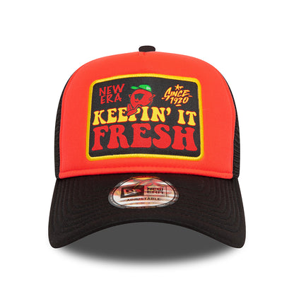 New Era NE Patch A-Frame Trucker Cap - Orange-Black