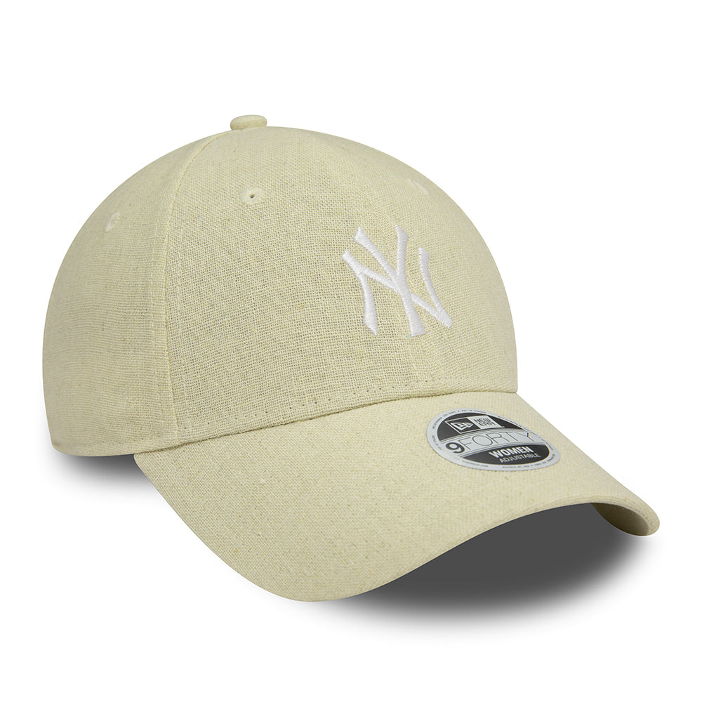 New Era Womens 9FORTY New York Yankees Baseball Cap - MLB Linen - Stone-White