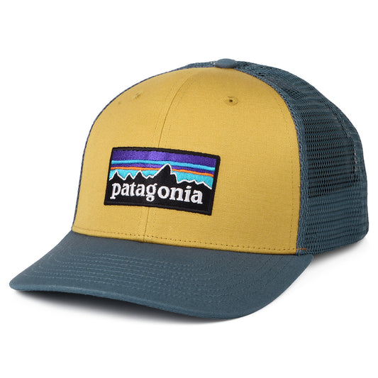 Patagonia Hats P-6 Logo Organic Cotton Trucker Cap - Mustard-Smoke Blue