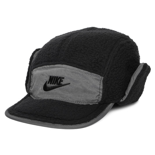 Nike Golf Hats Fly 5 Panel Cap with Earflaps - Black-Grey