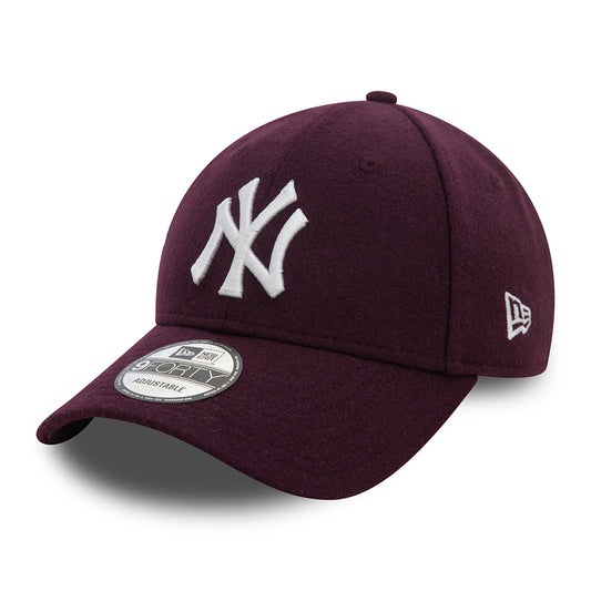 New Era 9FORTY New York Yankees Baseball Cap - MLB Melton Wool - Purple-White