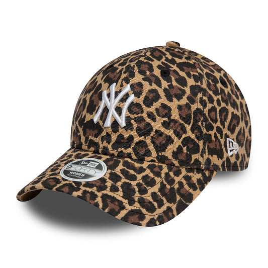 New Era Womens 9FORTY New York Yankees Baseball Cap - MLB Leopard - Brown-White