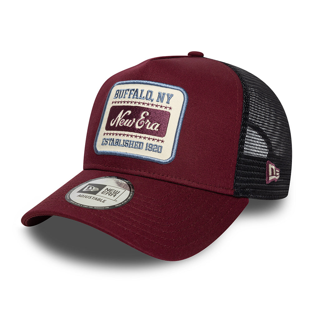 New Era A-Frame Trucker Cap - NE Patch - Burgundy