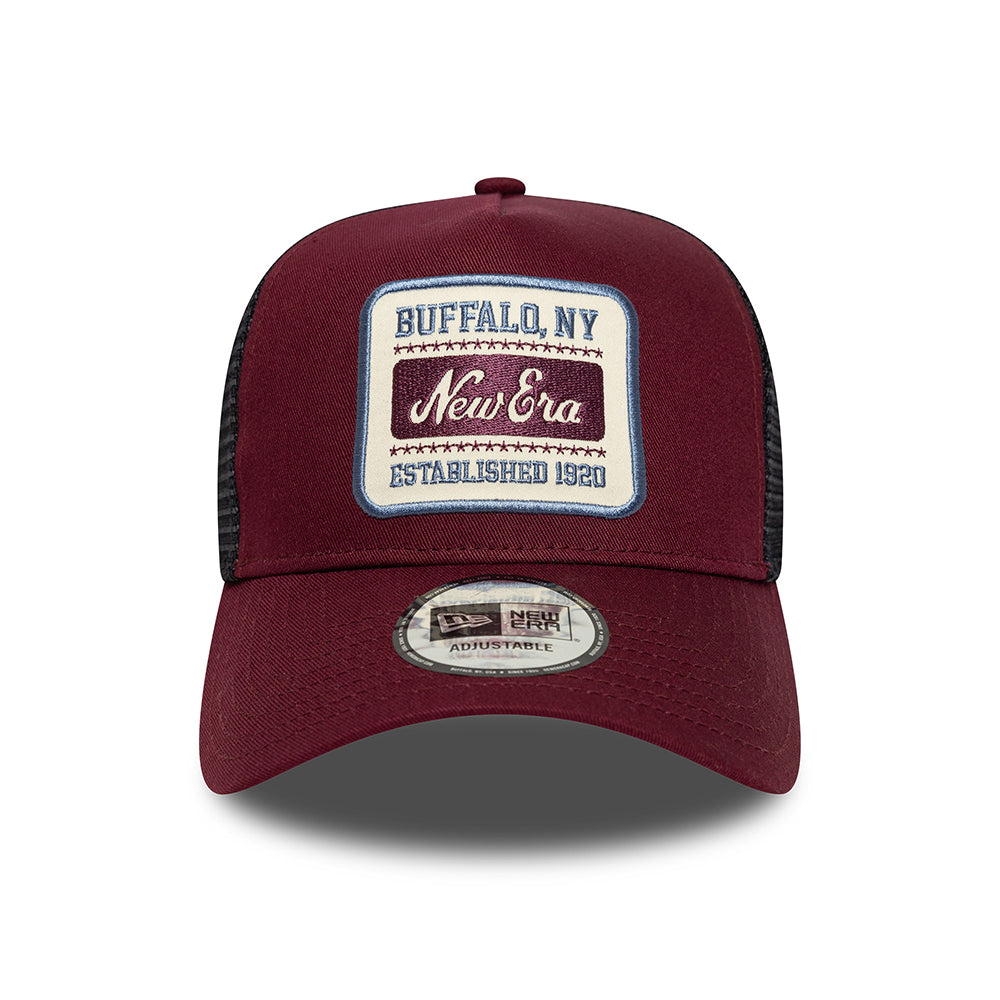 New Era A-Frame Trucker Cap - NE Patch - Burgundy