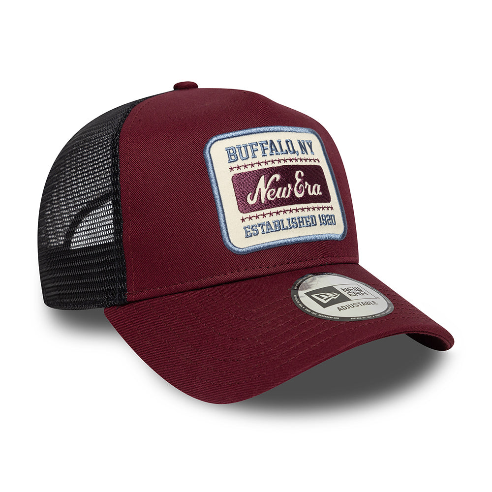 New Era A-Frame Trucker Cap - NE Patch - Burgundy
