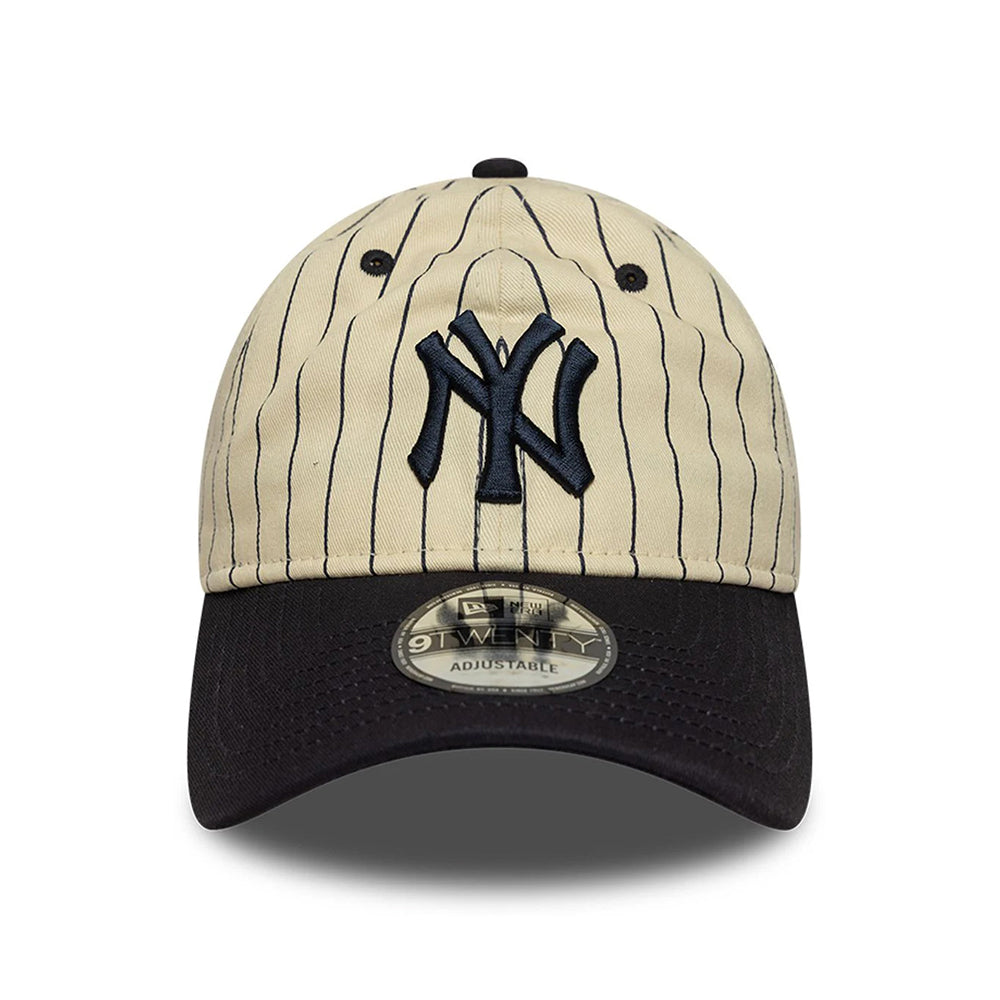 New Era 9TWENTY New York Yankees Baseball Cap - MLB Pinstripe - Cream-Navy