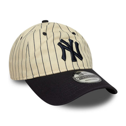 New Era 9TWENTY New York Yankees Baseball Cap - MLB Pinstripe - Cream-Navy