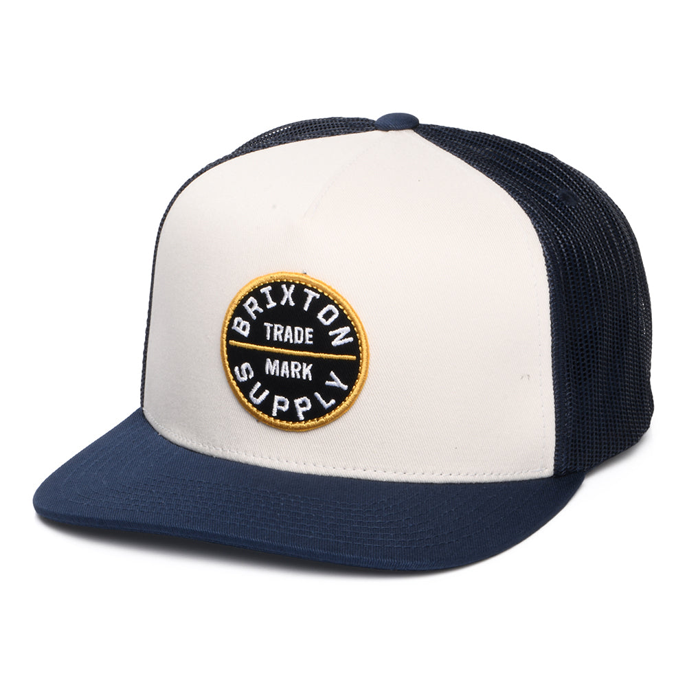 Brixton Hats Oath MP Trucker Cap - Off White-Indigo