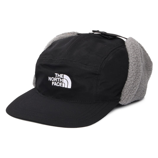 The North Face Hats Yumiori Water Repellent 5 Panel Cap With Earflaps - Black-Grey