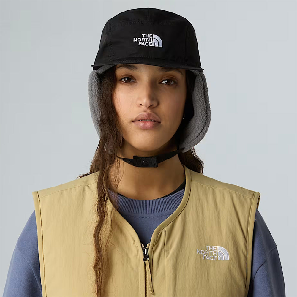 The North Face Hats Yumiori Water Repellent 5 Panel Cap With Earflaps - Black-Grey
