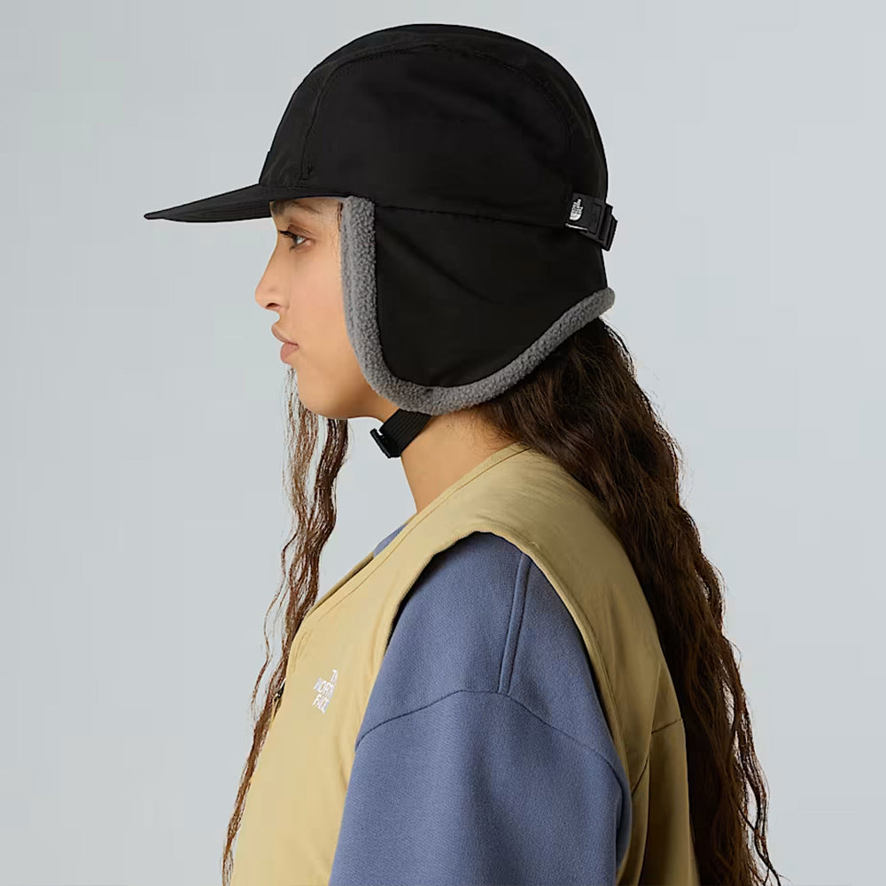 The North Face Hats Yumiori Water Repellent 5 Panel Cap With Earflaps - Black-Grey