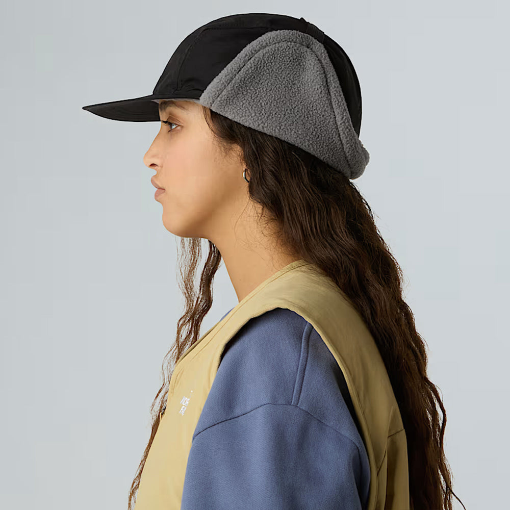 The North Face Hats Yumiori Water Repellent 5 Panel Cap With Earflaps - Black-Grey