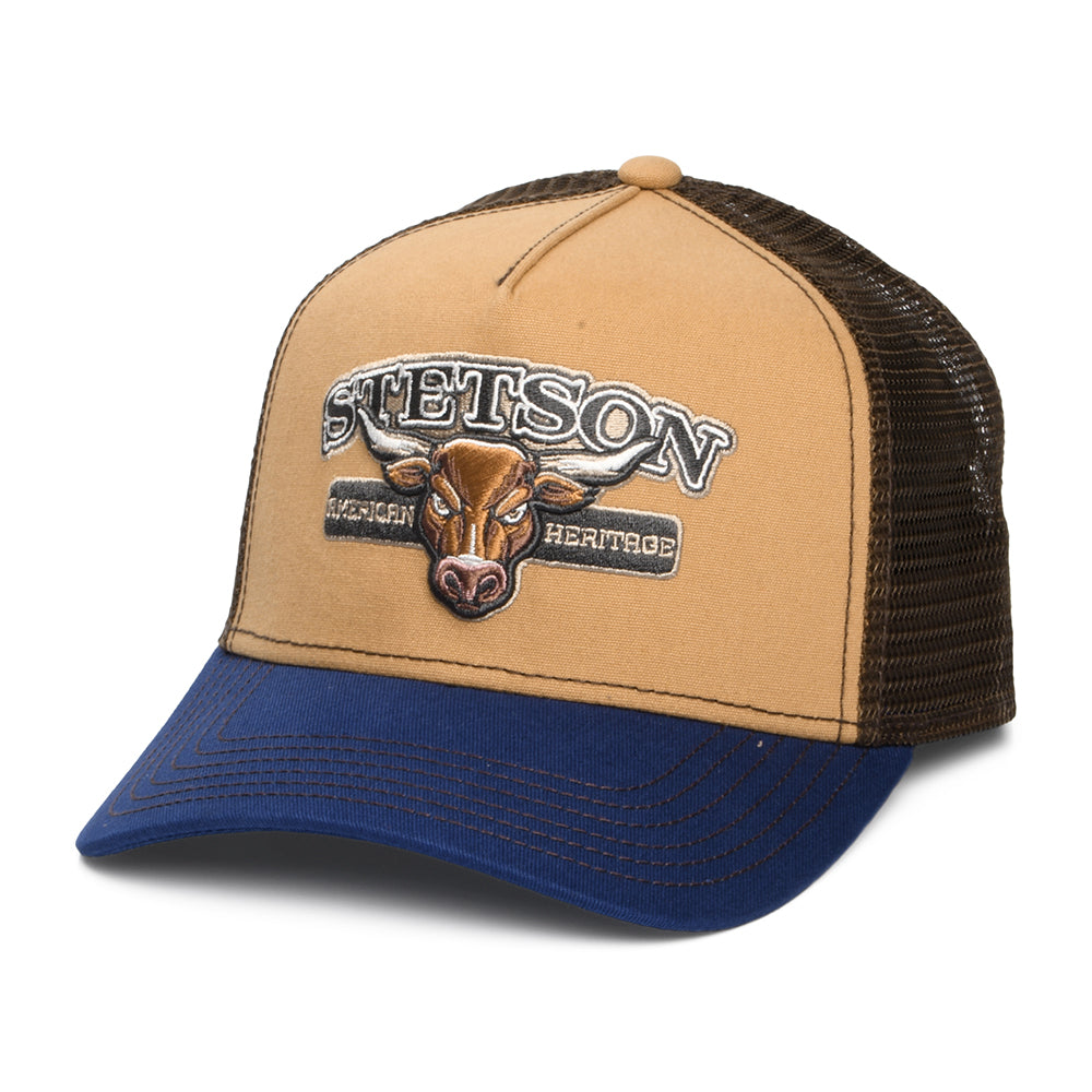 Stetson Hats Bull Trucker Cap - Tan-Blue-Brown