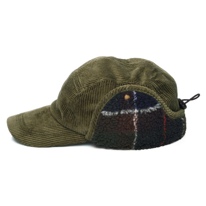 Barbour Hats Lowfen Corduroy 5 Panel Cap with Earflaps - Olive