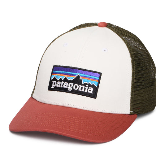 Patagonia Hats P-6 Logo Organic Cotton LoPro Trucker Cap - White-Clay-Olive