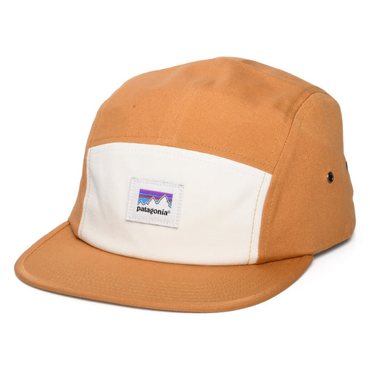 Patagonia Hats Shop Sticker Graphic Maclure Organic Cotton 5 Panel Cap - Tan-Beige