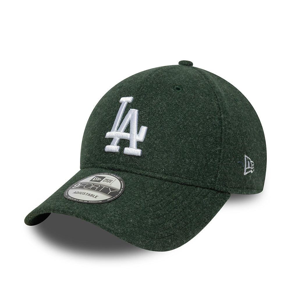 New Era 9FORTY L.A. Dodgers Baseball Cap - MLB Melton - Dark Green-White