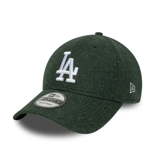 New Era 9FORTY L.A. Dodgers Baseball Cap - MLB Melton - Dark Green-White