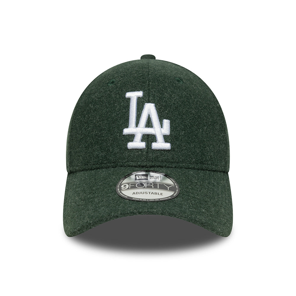 New Era 9FORTY L.A. Dodgers Baseball Cap - MLB Melton - Dark Green-White