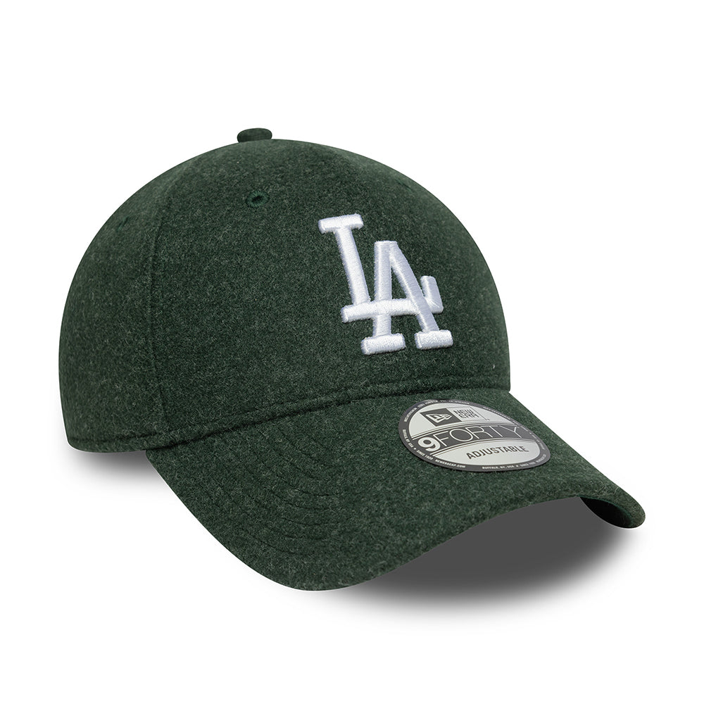 New Era 9FORTY L.A. Dodgers Baseball Cap - MLB Melton - Dark Green-White