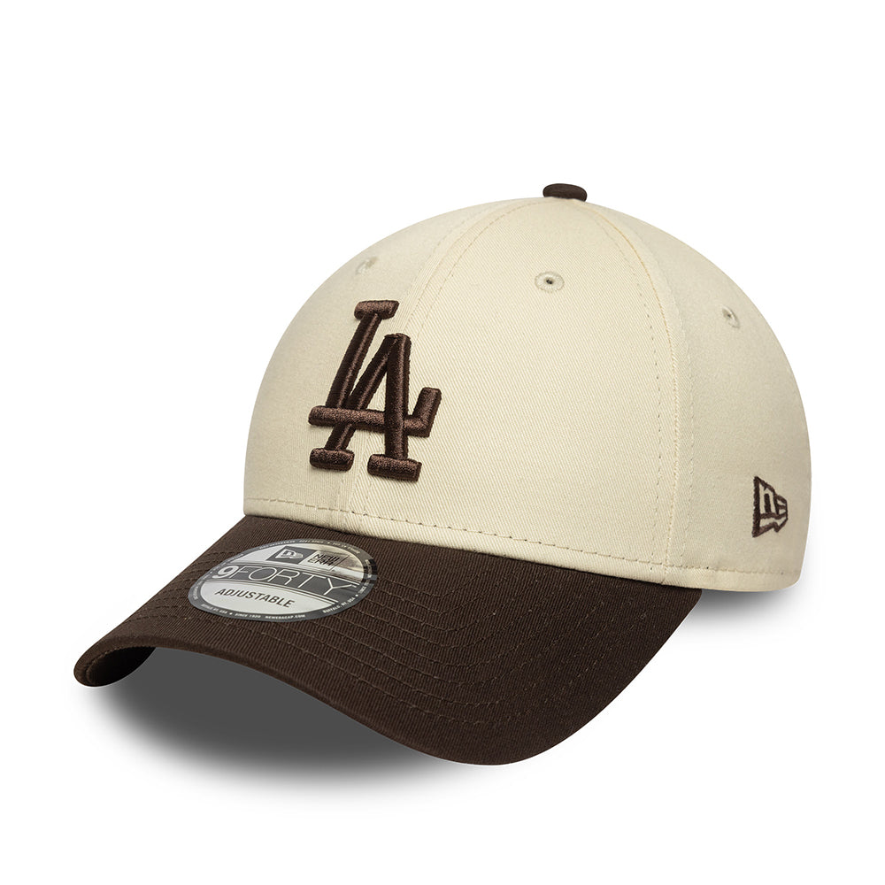 New Era 9FORTY L.A. Dodgers Baseball Cap - MLB Side Patch - Cream-Brown