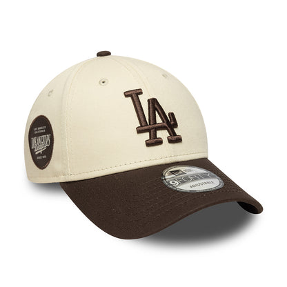 New Era 9FORTY L.A. Dodgers Baseball Cap - MLB Side Patch - Cream-Brown