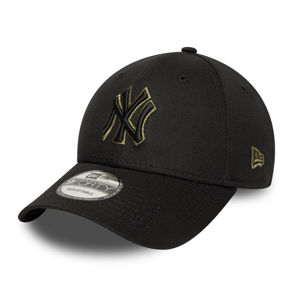 New Era 9FORTY New York Yankees Baseball Cap - MLB Team Outline - Black-Olive