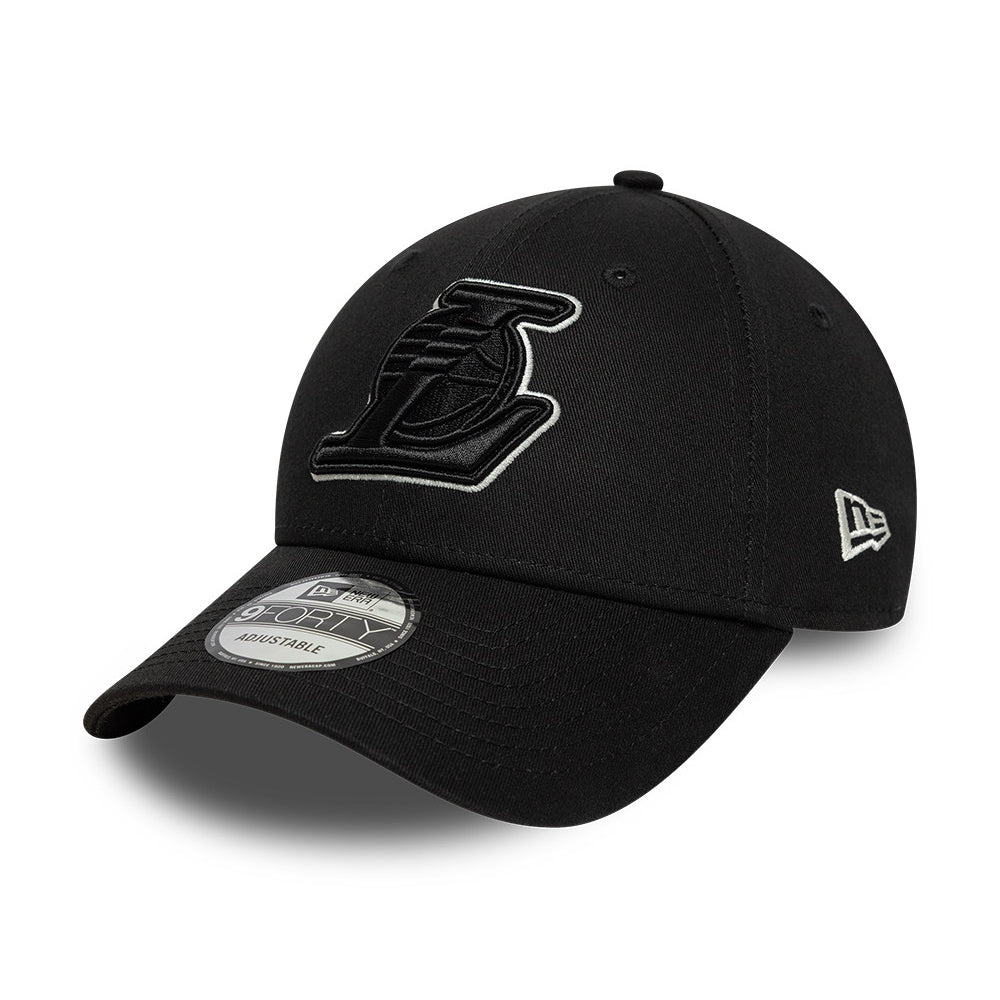 New Era 9FORTY L.A. Lakers Baseball Cap - NBA Team Outline - Black-White