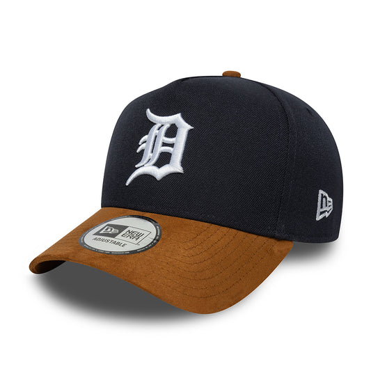 New Era 9FORTY Detroit Tigers A-Frame Snapback Cap - MLB Suede Visor - Navy-Tan