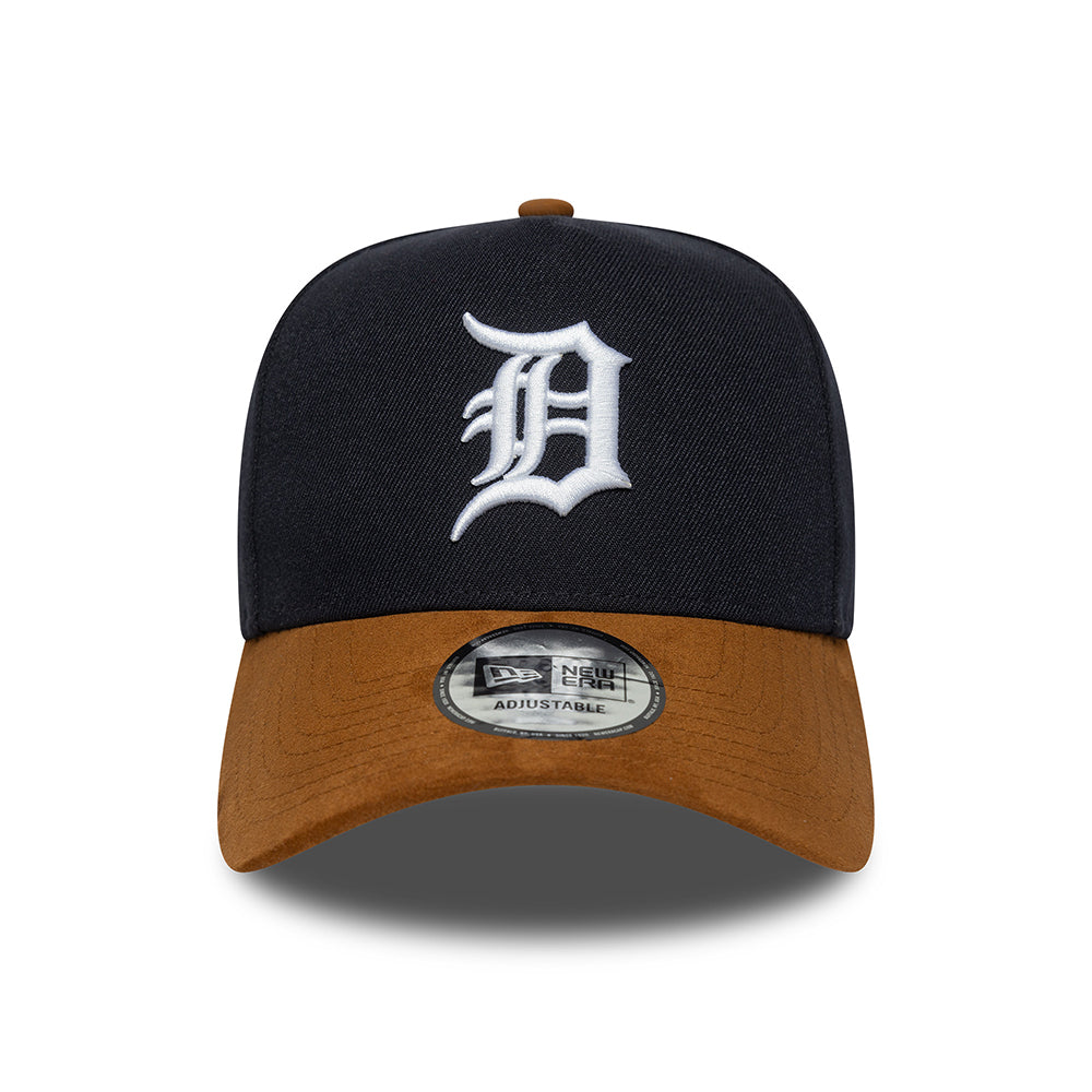 New Era 9FORTY Detroit Tigers A-Frame Snapback Cap - MLB Suede Visor - Navy-Tan