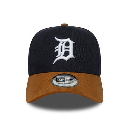 New Era 9FORTY Detroit Tigers A-Frame Snapback Cap - MLB Suede Visor - Navy-Tan