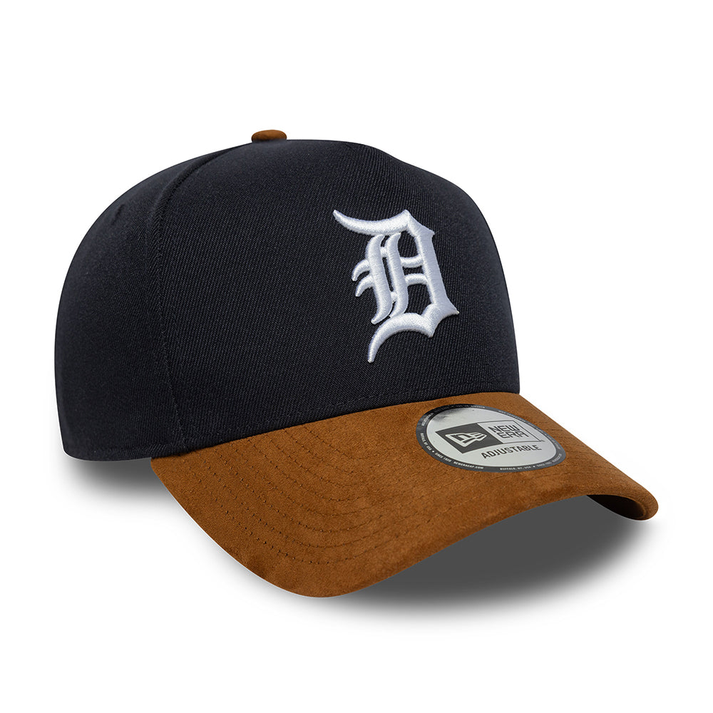New Era 9FORTY Detroit Tigers A-Frame Snapback Cap - MLB Suede Visor - Navy-Tan