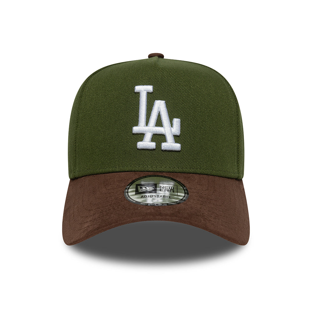 New Era 9FORTY L.A. Dodgers A-Frame Snapback Cap - MLB Suede Visor - Moss-Brown