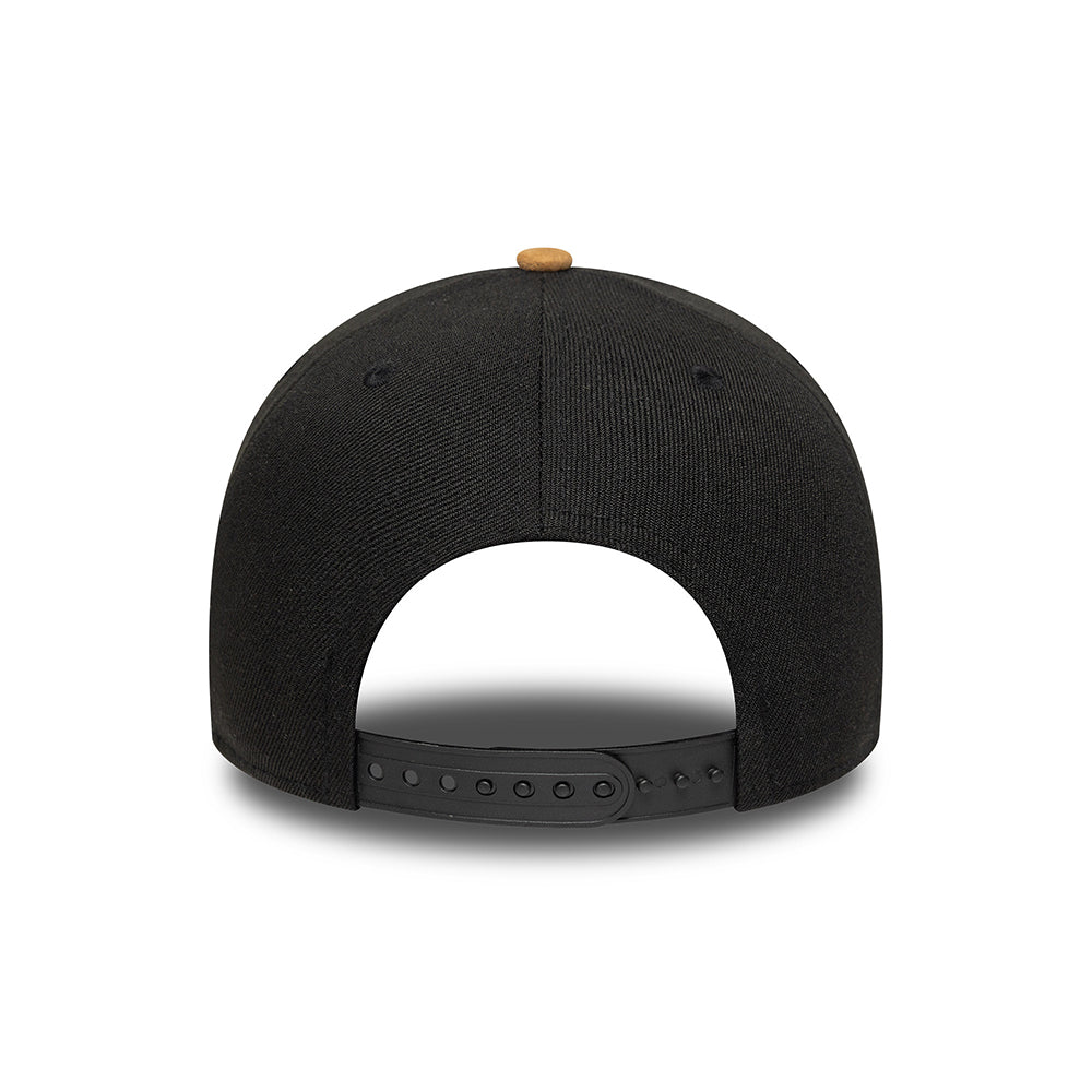 New Era 9FORTY New York Yankees A-Frame Snapback Cap - MLB Suede Visor - Black-Camel