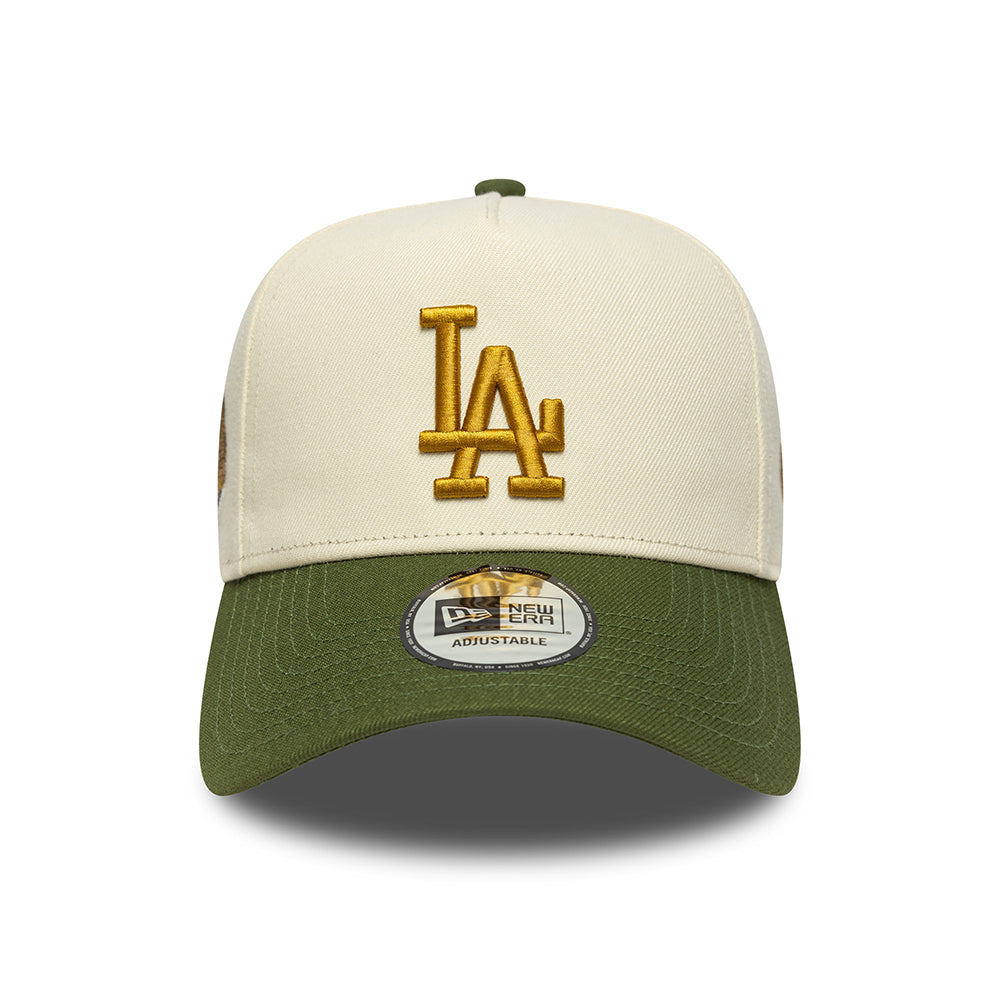 New Era 9FORTY L.A. Dodgers A-Frame Snapback Cap - MLB World Series Patch - Cream-Moss