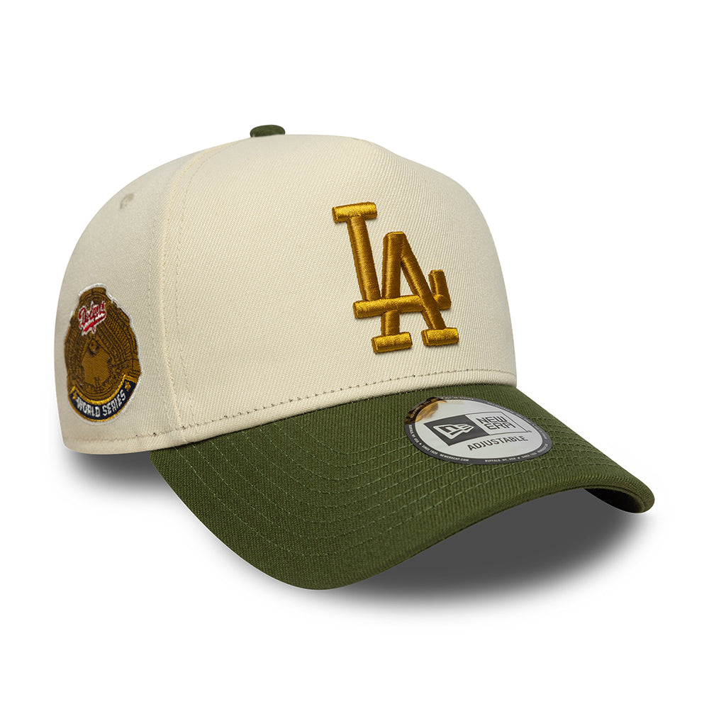 New Era 9FORTY L.A. Dodgers A-Frame Snapback Cap - MLB World Series Patch - Cream-Moss