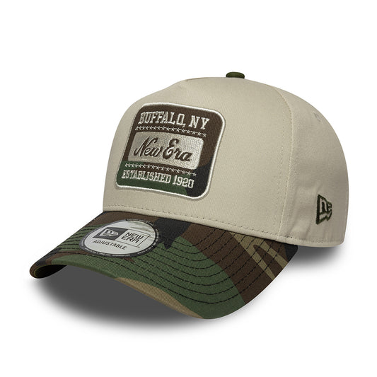 New Era 9FORTY A-Frame Snapback Cap - NE Camo Patch - Stone-Camo
