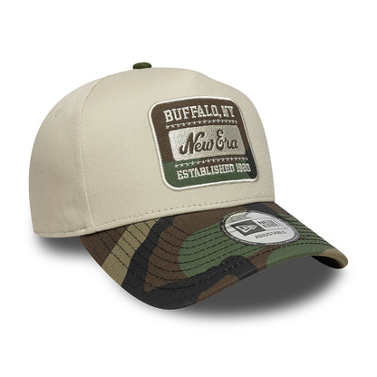 New Era 9FORTY A-Frame Snapback Cap - NE Camo Patch - Stone-Camo