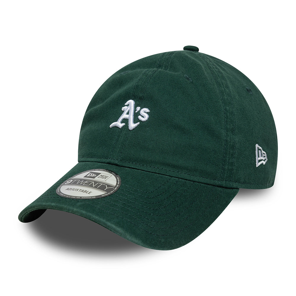 New Era 9TWENTY Oakland Athletics Baseball Cap - MLB Mini Washed - Dark Green-White