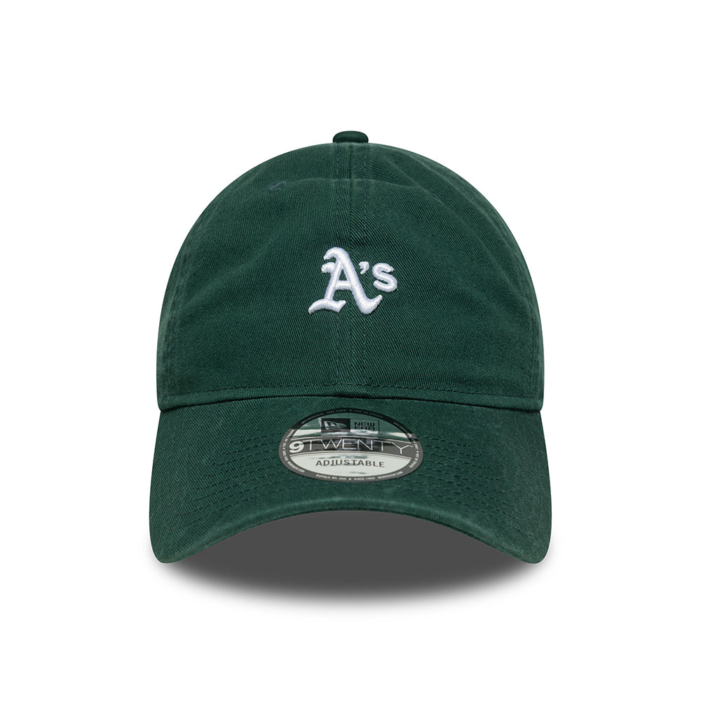 New Era 9TWENTY Oakland Athletics Baseball Cap - MLB Mini Washed - Dark Green-White